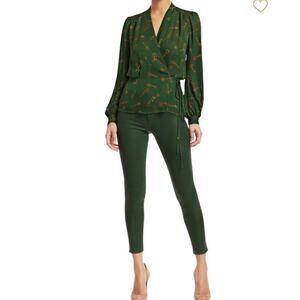 L'AGENCE Margot High-Rise Coated Ankle Skinny Jean In Moss Green Size 26